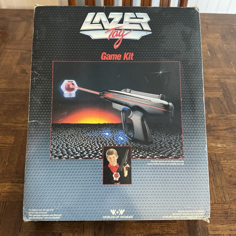 1986 Worlds of Wonder Lazer Tag Game Kit in Box Original Tested & Working